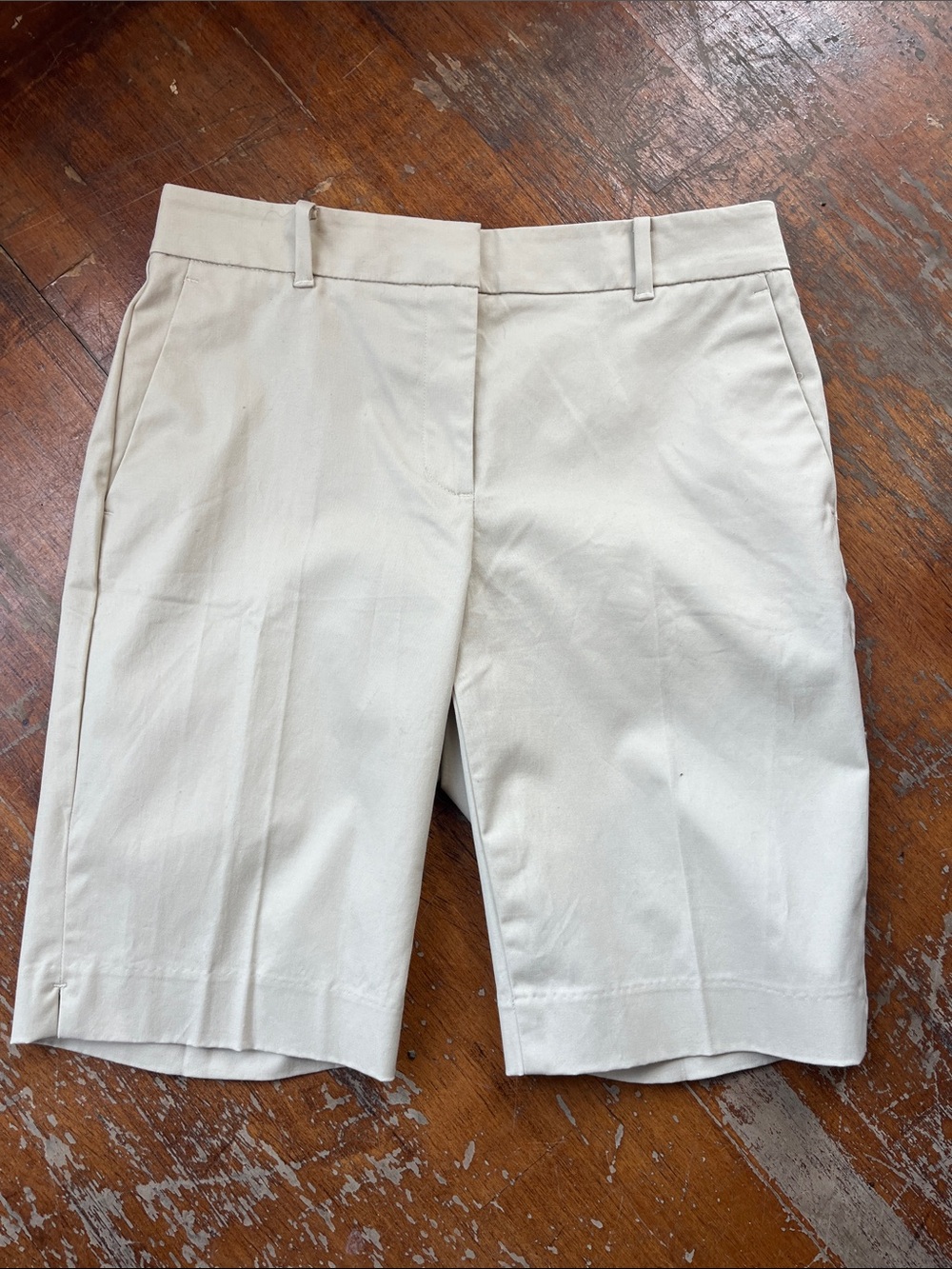 Ann Taylor Neutral Beige Tailored Bermuda Shorts